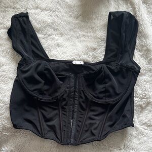 Black Longline Bustier Crop Top - Garage